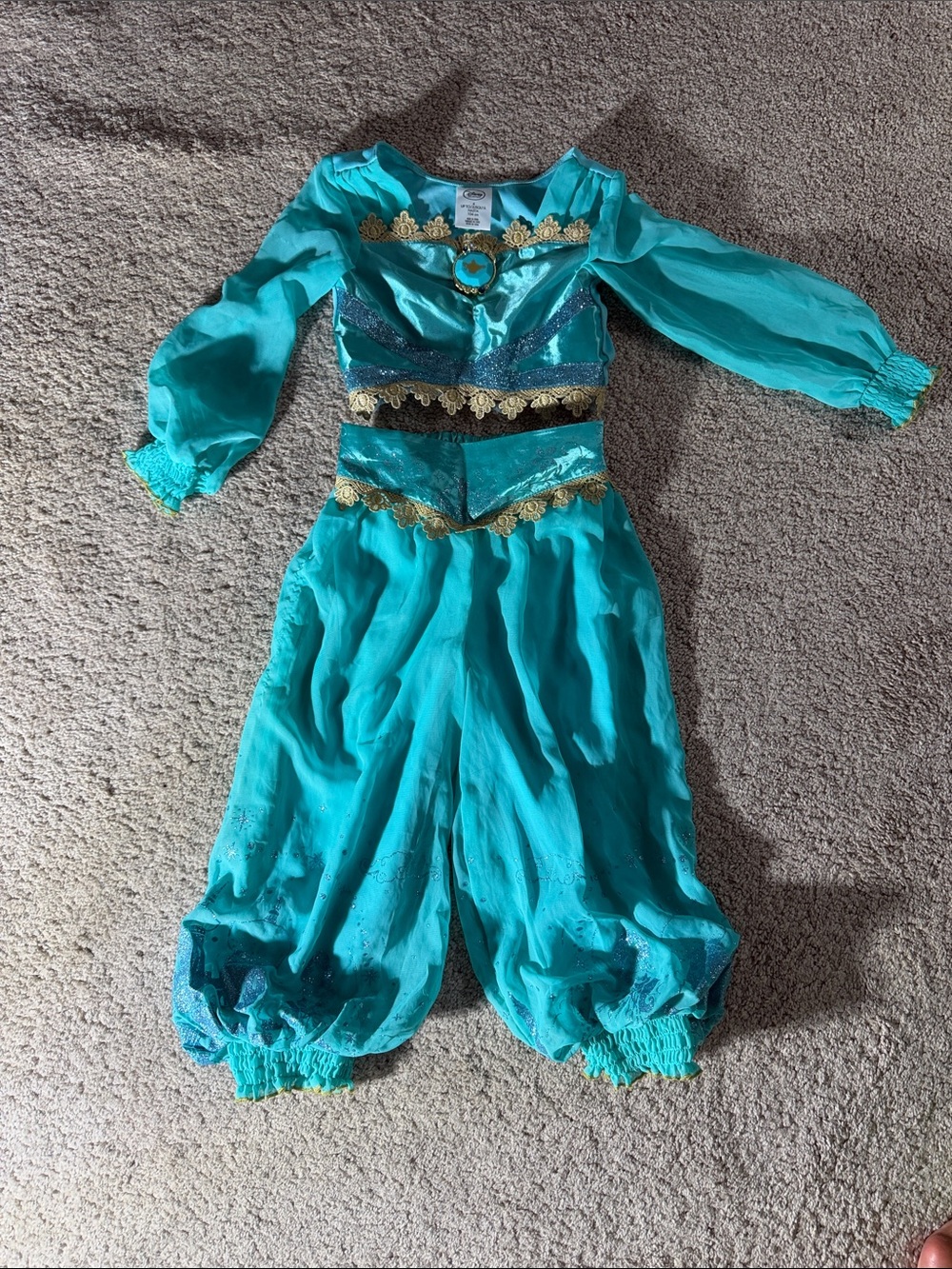Disney Girl's Teal Princess Costume with Gold Trim